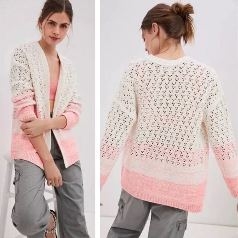 Anthropologie Pink and White Cardigan